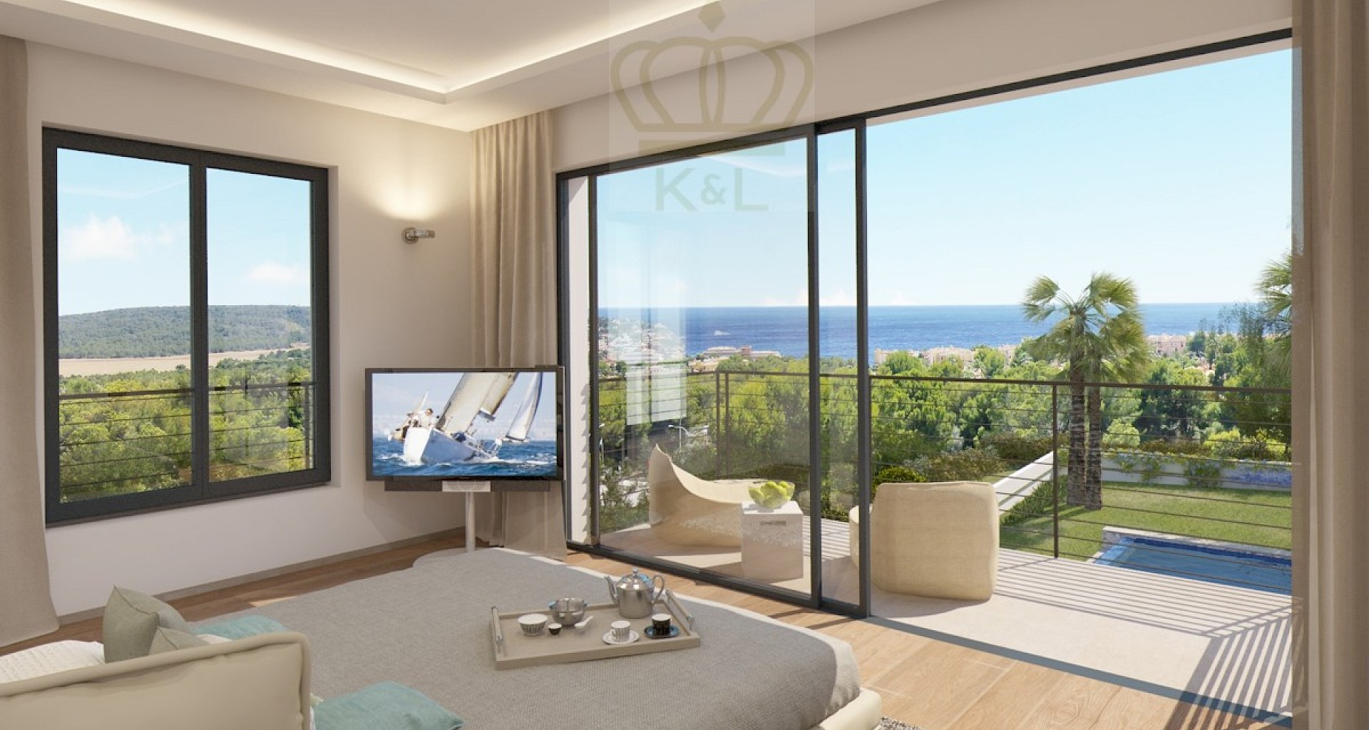 KROHN & LUEDEMANN Modern villa in Santa Ponsa with sea views Completion in 2021 Living
