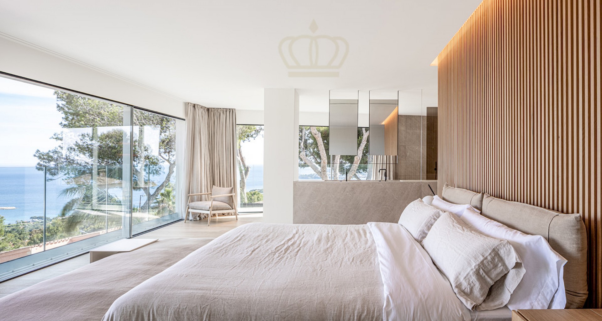 KROHN & LUEDEMANN Topmoderne Villa in Costa den Blanes mit Meerblick oberhalb von Portals Schlafzimmer
