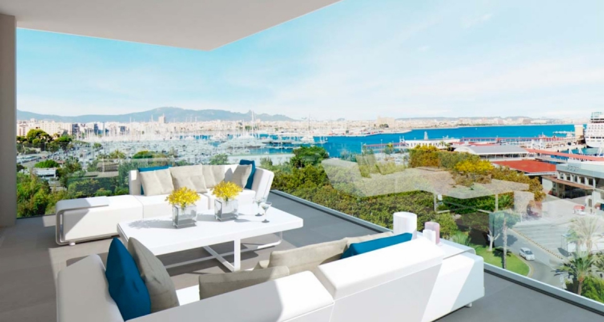 KROHN & LUEDEMANN Exclusive Neubau Wohnung in Palma Paseo Maritimo mit Blick über den Hafen 