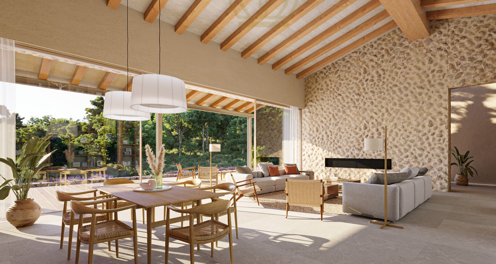 KROHN & LUEDEMANN Spacious new build villa in finca style in Santa Maria with panoramic views 