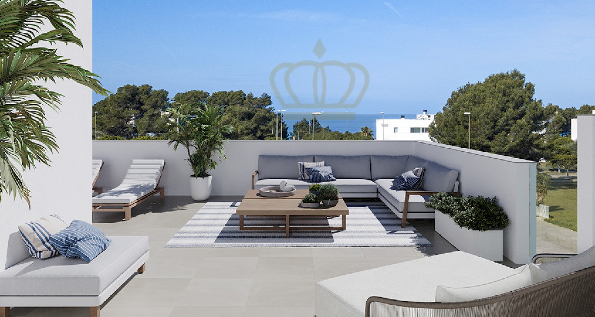 KROHN & LUEDEMANN Neubau Doppelhaus am Meer in der Nähe von Palma mit Pool Lounge Bereich