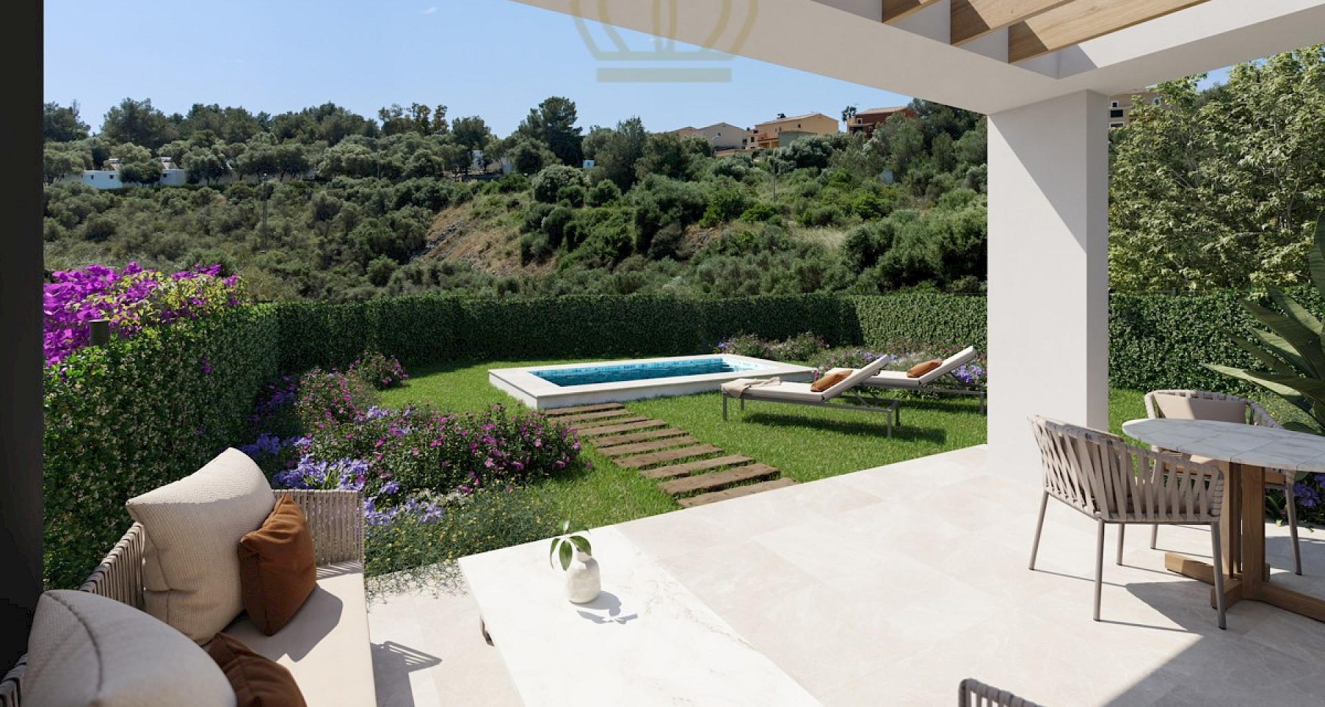 KROHN & LUEDEMANN Atractivas villas nuevas cerca de Porto Christo con vistas al mar Terrasse mit Pool